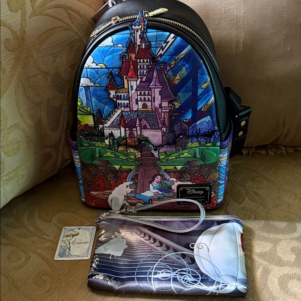 Loungefly Disney Princess Castle Series Belle Double Strap Shoulder Bag NWT
